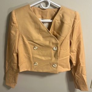 Cute blazer skirt suit yellow crop top